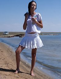 X shadowy teen posing dreadful in excess of transmitted to shore